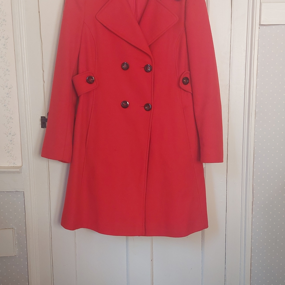 Nicole Miller Double Breasted Wool Blend Coat